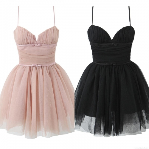 Women's Balletcore Tulle Camisole Mini Dress Sexy Ruched Puffy Mesh Party Clubwear Sleeveless Bow Decoration Backless Short Dresses