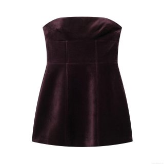 Women's Elegant Velvet Tube Top Mini Dress With Large Bow Detail A-Line Sleeveless Solid Color Sexy Party Evening Cocktail Clubwear Short Dress