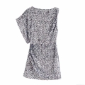 Women's Sexy One-Shoulder Sequin Mini Dress Silver Asymmetrical Bodycon Party Dress Polyester Evening Banquet Gown Clubwear Short Sleeve Cocktail Dress