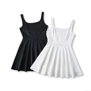 Women's Square Neck Sexy Backless Sling Mini Dress Polyester With Satin Ribbon Detail A-Line Solid Color Summer Party Dress