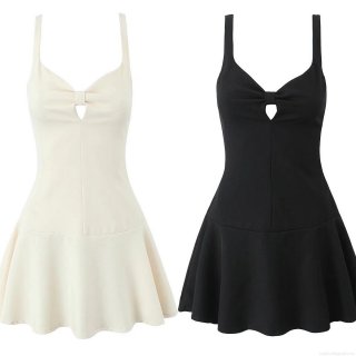 Women's Elegant Bowknot Hollow Out Cami Mini Dress Polyester Spandex Slim Fit A-Line Short Dress With Invisible Zipper For Summer Party Streetwear Fashion