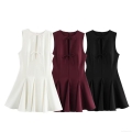Women's Sleeveless Bowknot Cutout Mini Dress Polyester Pleated A-Line Short Dress Streetwear Party Dating Casual Outfit