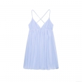 Women's Sexy Backless Cross Tie-up Suspender Dress Solid Color V Neck Pleated A-Line Mini Dress Lightweight Polyester Chiffon Fabric Sundress For Summer Party Vacation Date