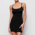 Women Sexy Bodycon Mini Cami Dress Polyester Spandex High Stretch Slim Fit Solid Black Backless Sundress For Party Night Club Daily Wear