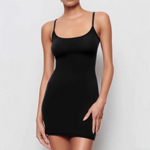 Women Sexy Bodycon Mini Cami Dress Polyester Spandex High Stretch Slim Fit Solid Black Backless Sundress For Party Night Club Daily Wear