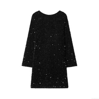 Women's Elegant Round Neck Long Sleeve Sequin Mini Dress Sexy Slim Fit Sparkly Party Evening Banquet Bodycon Dress Glamorous Autumn Winter Night Out Outfits