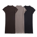 Women Sleeveless Mock Neck Knit Mini Dress Slim Fit Solid Color Stretch Polyester Casual Bodycon Short Dress For Women Daily Wear