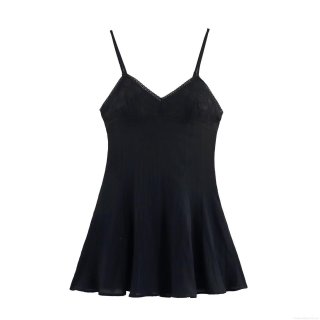 Women's Sexy Lace V-Neck Embroidery Mini Dress Cotton Blend Smocked Waist A-Line Camisole Dress Summer Party Clubwear Chic Dress