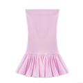 Women's Sexy Pink Tube Top Mini Dress Polyester Spandex Ruffle Hem Bubble Style Sleeveless Dress For Party Dating Fashion Sexy Outfits