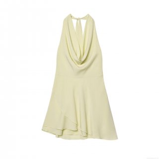 Women's Sexy Backless Halter Dress Cowl Neck Asymmetrical Layered Ruffle Mini Dress Polyester Spandex Summer Party Vacation Sleeveless Dress