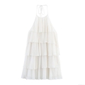 Women's Sexy Halter Neck Mini Dress Summer Chiffon Sleeveless Tiered Layered Pleated A-Line Ruffle Cake Dress For Party Vacation Fashion Dress