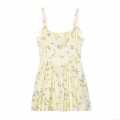 Women's Floral Mini Dress Sexy Spaghetti Strap Summer Chic Square Neck A-Line Poplin Style Sundress For Vacation Party Casual Beachwear