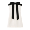Women's Sexy Strapless Mini Dress Elegant Contrast Color Large Bow Bodycon Dress For Banquet Party Night Out Evening Wear