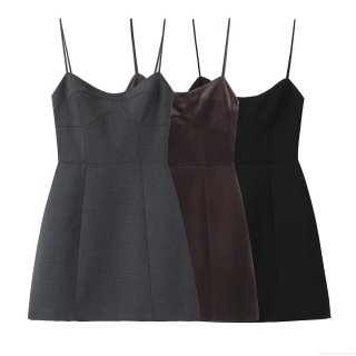 Sexy Spaghetti Strap Mini Dress Elegant Polyester Spandex Blend Backless Bodycon Pleated Party Clubwear For Women Ladies Evening Cocktail Night Out Dating Sleeveless Chic Slim Fit Dress