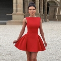 Sexy Backless A-Line Mini Dress For Women Elegant Sleeveless Round Neck Structured Swing Party Evening Clubwear Polyester Spandex Blend Short Dress