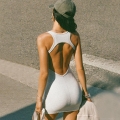 Women Sexy Backless Ribbed Knit Mini Dress Sleeveless Halter Neck Bodycon Short Skirt Summer Streetwear Outfits For Women