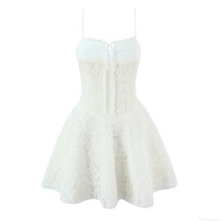 Women's Sexy Lace Embroidery Camisole Dress French Hollow Out A-Line Mini Dress For Summer Party Vacation Elegant Backless Sleeveless Dress