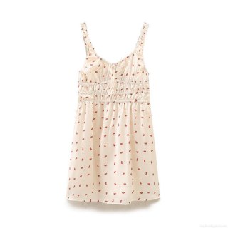 Women's Elegant Floral Print Cami Dress 100% Polyester Satin Texture Smocking Square Neck Mini Dress For Party Vacation Sweet Chic Style