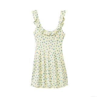 Women's Sweet Ruffle Trim Floral Print Cami Dress Elegant V Neck Sleeveless Mini Dress Summer Casual Vacation Party Dress Polyester Clothing