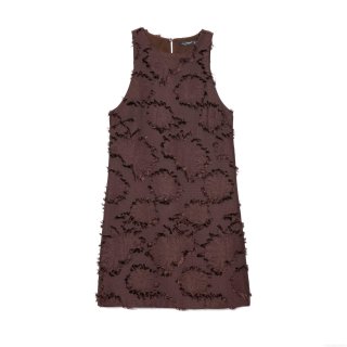 Women's Sleeveless Round Neck Mini Dress 3D Circular Fringe Tassel Textured Polyester Elegant A-Line Party Cocktail Dress For Ladies