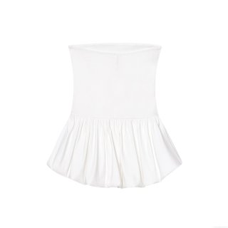 Women's Elegant Strapless Bubble Hem Mini Dress Ruched Solid Color Off Shoulder Party Prom Dress For Ladies