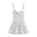 Women's Polka Dot Mini Dress Polyester V-Neck Sleeveless Puffy Hem Camisole Dress For Party Elegant Summer Sundress