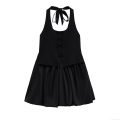 Women Sexy Halter Neck Mini Dress Elegant Black Bowknot Sleeveless Backless Ruffle Puff A-Line Party Club Evening Cocktail Dress