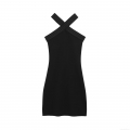 Women Sexy Cross Halter Mini Dress Sleeveless Ribbed Knit Bodycon Backless Party Clubwear Summer Sexy Short Sundress