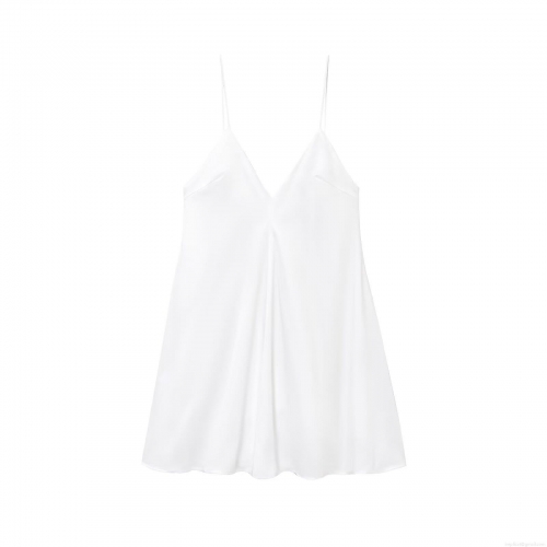 Women Sexy White Satin V-Neck Slip Dress Adjustable Straps Backless Mini Party Dress For Summer Elegant Ladies Cocktail Evening Wear