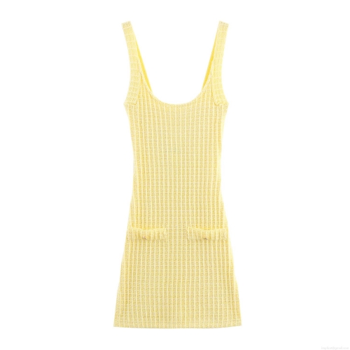 Women's Sexy Knitted Camisole Mini Dress Slim Fit Solid Color Sleeveless Ribbed Knit Sundress For Summer Vacation Beach Party Elegant Dress