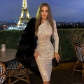 Women Sexy Sequin One Shoulder Long Sleeve Bodycon Mini Dress Sparkling Asymmetric Polyester Evening Party Club Cocktail Elegant Nightgown Outfits