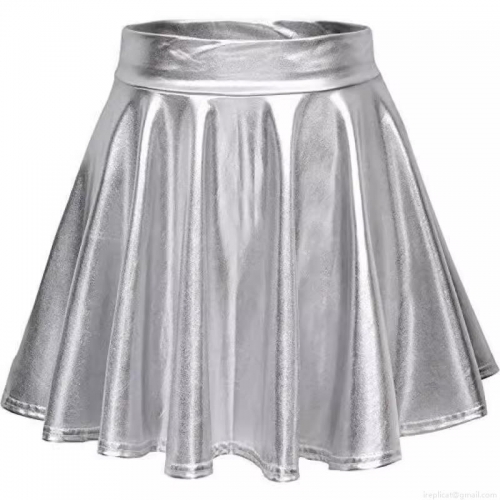 Women's Metallic Shiny Skater Skirt High Waist Bronzing Pleated Mini Skirt For Party Stage Performance Sexy Clubwear A-Line Skirt