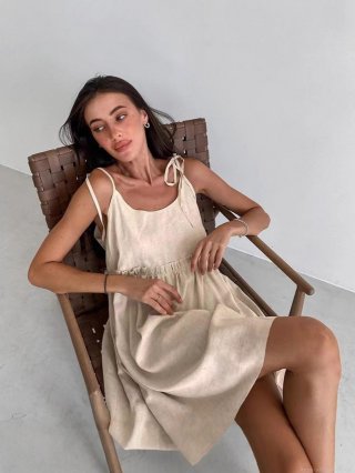 Women's Sexy Spaghetti Strap Mini Dress Summer High Waist Ruffled Hem Polyester Blend Sleeveless Sundress For Vacation Party Casual Daily Wear