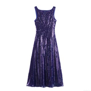 Women Royal Blue Sequin Evening Gown Sleeveless Backless Slim Fit Formal Party Banquet Elegant Sexy Maxi Long Dress For Women