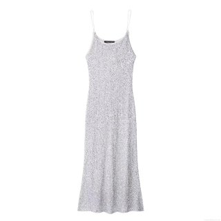 Women's Silver Sequin Spaghetti Strap Midi Dress Elegant Backless Bodycon Party Evening Dress For Women Summer Sexy Clubwear Gown