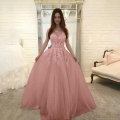 Women's Elegant Lace Mesh Wedding Dress Sexy Sleeveless Round Neck A-Line Long Evening Gown For Wedding Party Celebration Formal Occasion Princess Style