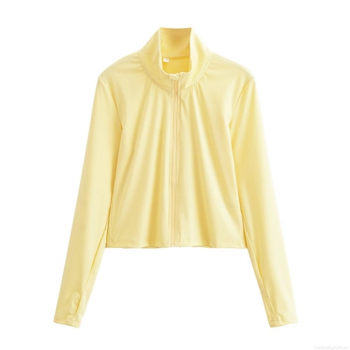 Women's 100% Polyester Slim Fit Sports Jacket Stand Collar Full Zipper Running Yoga Coat With Thumbholes Breathable Quick Dry Activewear For Cycling Gym Outdoor Active Tops