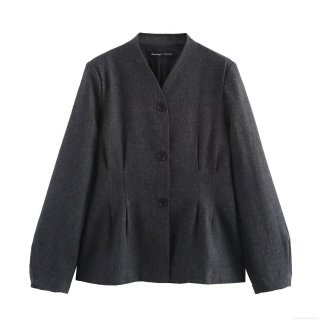 Women's Slim Fit Blazer Jacket Long Sleeve V-Neck Single Breasted Tweed Texture Cardigan Outerwear for Spring Autumn Streetwear Office Lady