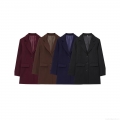 Women's Casual Polyester Blazer Jacket Lapel Long Sleeve Three Button Work Office Suit Coat