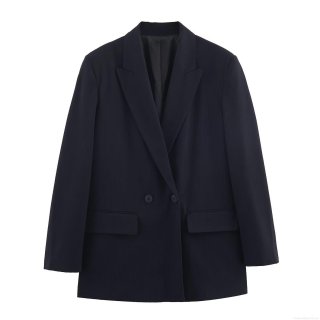 Women's Double Breasted Pinstripe Blazer Jacket Long Sleeve Notch Lapel Suit Coat for Office Streetwear Professional Work Wear Professional Lady Outerwear