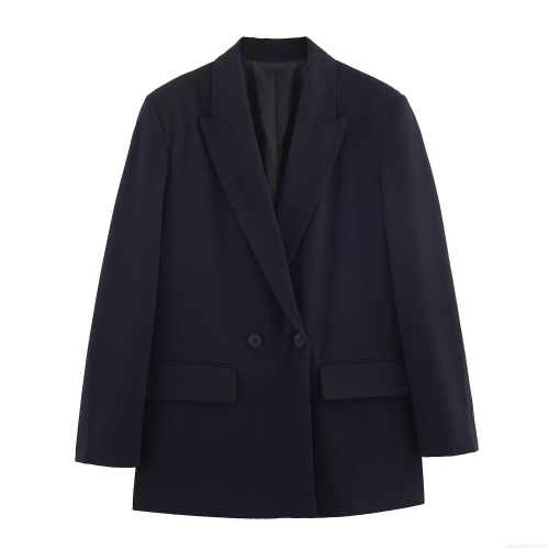 Women's Double Breasted Pinstripe Blazer Jacket Long Sleeve Notch Lapel Suit Coat for Office Streetwear Professional Work Wear Professional Lady Outerwear