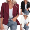 Women's Elegant Slim Fit Blazer Jacket Shimmering Metallic Fabric Long Sleeve Lapel Collar Single Button Chic Casual Party Office Commute Coat