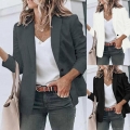 Women's Casual Solid Color Blazer Jacket Single Button Notch Lapel Long Sleeve Office Commute Fashion Polyester Spandex Coat Outerwear