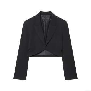Women's Short Blazer Jacket With Padded Shoulders Pleated Open Front V Neck Long Sleeve Acrylic Woven Suit Coat For Office Business Casual Workwear