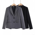 Women's Slim Fit Notched Lapel Blazer Jacket Single Breasted Two Button Polyester Spandex Suit Coat with Pockets Elegant Office Commuter Outerwear for Autumn
