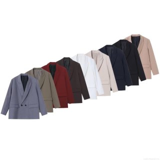 Women's Casual Blazer Loose Fit Solid Color Double Breasted Suit Jacket For Office Commuter Ladies Workwear Long Sleeve Autumn Outerwear