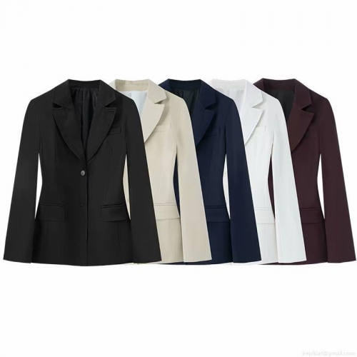 Women's Slim Fit Commuter Blazer Jacket With Shoulder Pads Solid Color Single Breasted Lapel Suit Jacket For Office Lady Elegant Workwear Outwear