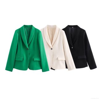 Women's Blazer Jacket Polyester Single Button Slim Fit Office Professional Work Coat Elegant Solid Color Long Sleeve Suit Jacket with Pockets for Ladies