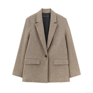 Women's Casual Single Button Herringbone Blazer Office Notch Lapel Suit Jacket Slim Fit Elegant Outwear For Business Commute Ladies