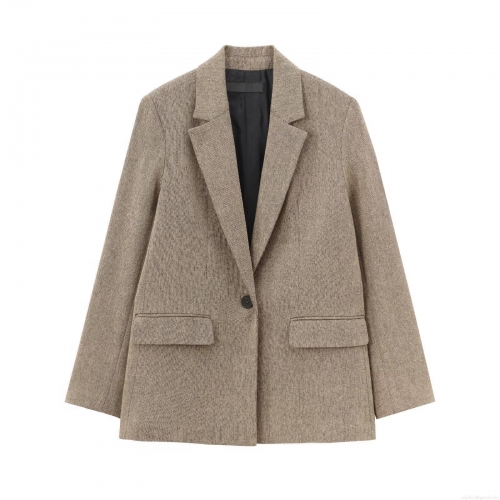 Women's Casual Single Button Herringbone Blazer Office Notch Lapel Suit Jacket Slim Fit Elegant Outwear For Business Commute Ladies